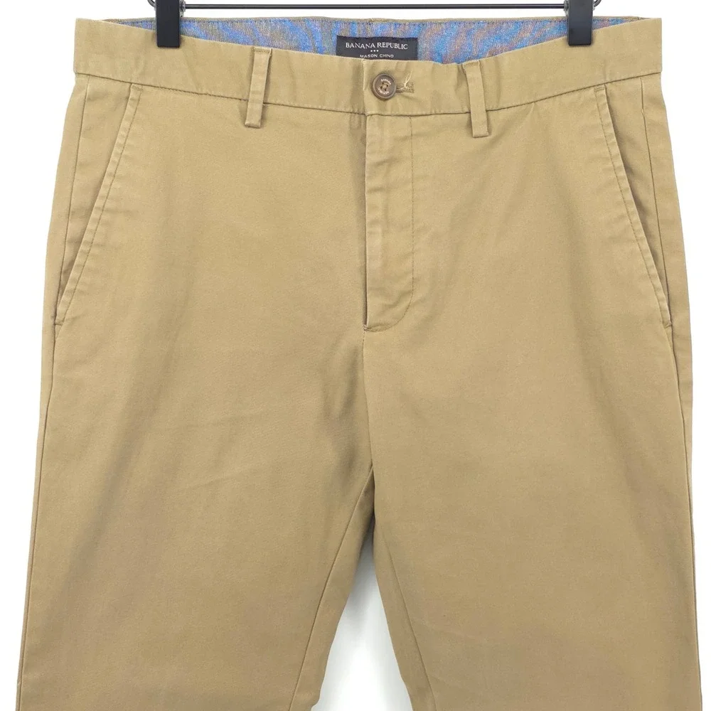 Banana Republic Mens Pants Mason Chino 31x30 Khaki Tan Athletic Tapered Stretch